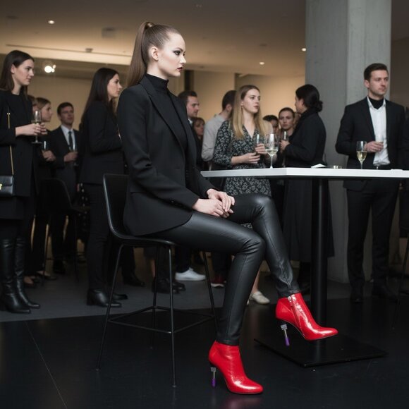 Alberto Guardiani Leather Lipstick Heels Side Zip Ankle Boots - Picture 4 of 14